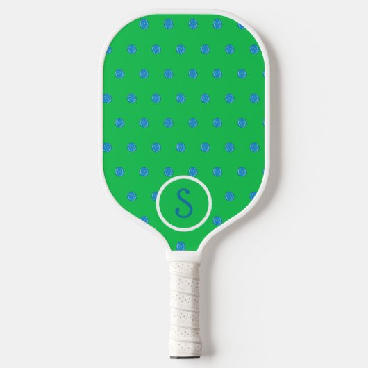 Raquette De Pickleball Pickleball bleu Preppy Monogramme vert (Recto)