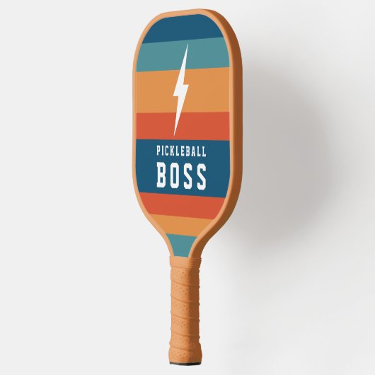 Raquette De Pickleball Pickleball Boss Lightning Bolt Retro Stripes Nom (Gauche)