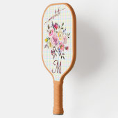 Raquette De Pickleball Pickleball Gal : Fleurs Plaid Monogramme Nom (Gauche)