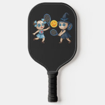 Pickleball Happy Halloween pour joueur avec fantôm