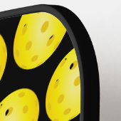 Raquette De Pickleball Pickleball Jaune Noir Personnalisé Monogramme (Détail gauche)