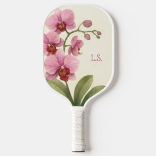 Raquette De Pickleball Pickleball Monogrammé Aquarelle Orchidée Rose