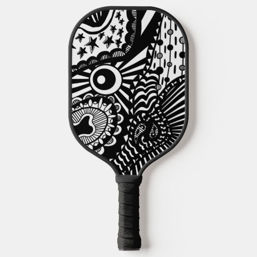 Raquette De Pickleball Pickleball paddle art noir blanc doodle (Recto)