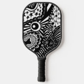 Raquette De Pickleball Pickleball paddle art noir blanc doodle (Verso)
