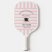 Raquette De Pickleball Pickleball Paddle Cute Graduation Pink Stripe (Verso)