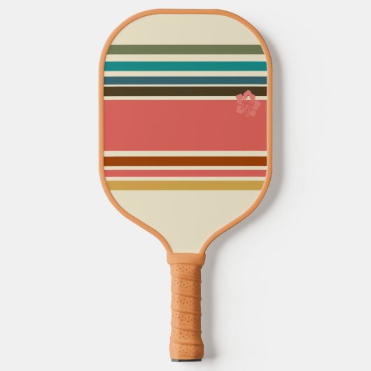 Raquette De Pickleball Pickleball Paddle Rétro Hibiscus Stripe (Recto)