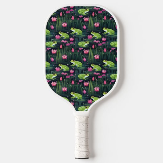Raquette De Pickleball Pickleball Preppy Paddle Frogs en rose et vert (Recto)