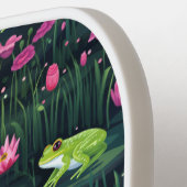 Raquette De Pickleball Pickleball Preppy Paddle Frogs en rose et vert (Détail gauche)