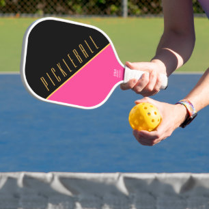 Raquette De Pickleball PICKLEBALL Rose Noir Élégant Bloc de Couleurs en B