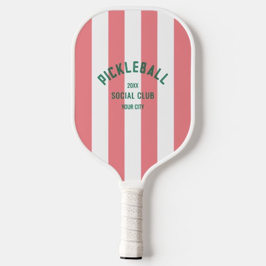 Raquette De Pickleball Pickleball Social Club Custom Pink Cabana Stripe (Verso)