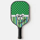 Raquette De Pickleball Pickleball Summer Stripes Dots verts Bow blanc (Verso)