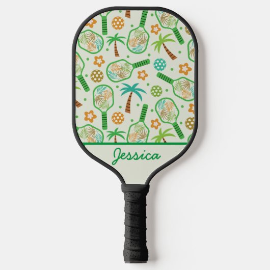 Raquette De Pickleball Pickleball tropical avec palmiers Personnalisé (Recto)