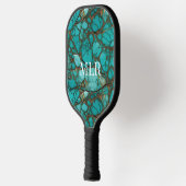 Raquette De Pickleball Pierres Turquoise & Cuir Brown Faux (Gauche)