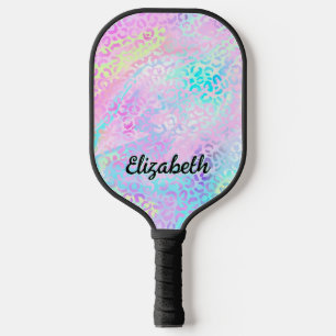Raquette De Pickleball Pile Iridescente Arc-en-ciel Leopard rose