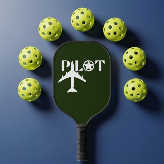Raquette De Pickleball Pilot Typography & Airplane Minimalist Personalize