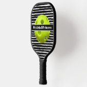 Raquette De Pickleball Pinceau noir, blanc Rayures Paddle Pro/ Princesse (Gauche)