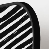 Raquette De Pickleball Pinceau noir, blanc Rayures Paddle Pro/ Princesse (Détail gauche)