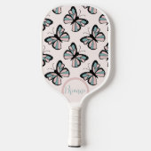 Raquette De Pickleball Pink and Turquoise Butterfly Pattern  (Verso)