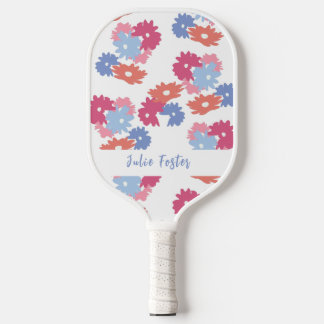 Raquette De Pickleball Pink Blue Patel Floral Personnalisé
