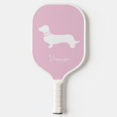 Raquette De Pickleball Pink blush champagne custom modern dachsund (Verso)