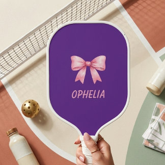 Raquette De Pickleball Pink Bow Custom Name Viral Pickleball Paddle