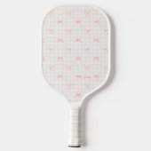 Raquette De Pickleball Pink Bow En vichy Nom personnalisé (Verso)
