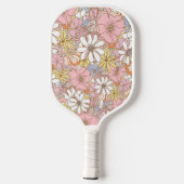 Raquette De Pickleball Pink Floral Pattern Personalized Name Cute (Verso)