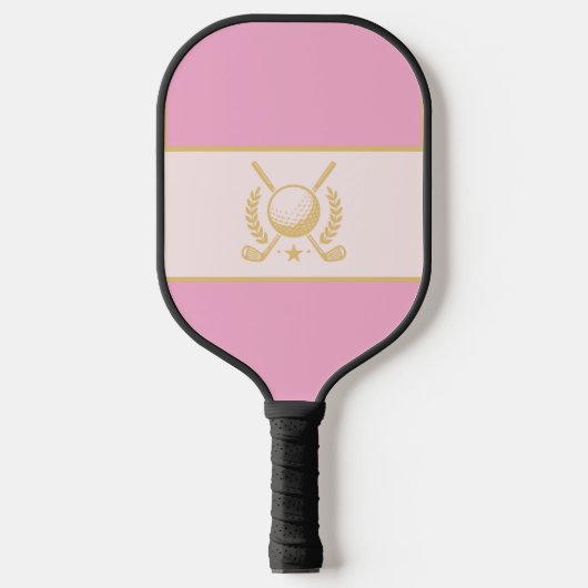Raquette De Pickleball Pink & Gold Elegant Laurel Crest Design (Recto)