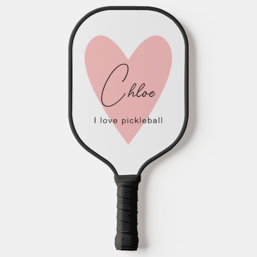Raquette De Pickleball Pink Heart I Love Pickleball Nom personnalisé (Verso)
