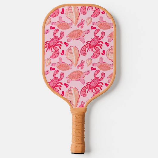 Raquette De Pickleball Pink Orange Lobster Under the Sea (Verso)