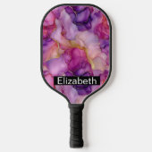 Raquette De Pickleball Pink, Purple and Gold Alcohol Ink Personalized (Recto)