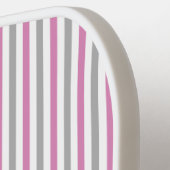 Raquette De Pickleball Pink & Silver Stripes nom personnalisé (Détail gauche)