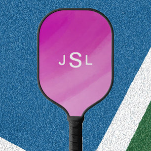 Raquette De Pickleball Pink simple initiales joli cadeau sportif pour ell