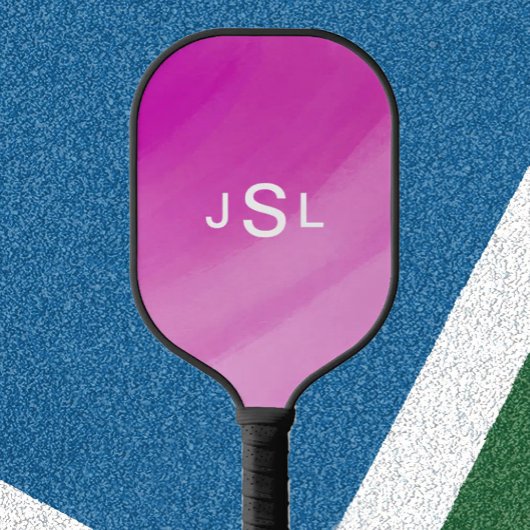Raquette De Pickleball Pink simple initiales joli cadeau sportif pour ell