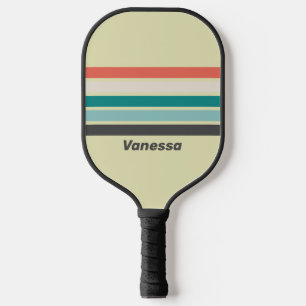 Raquette De Pickleball Pistache Vintage Rayure Traversante avec Nom