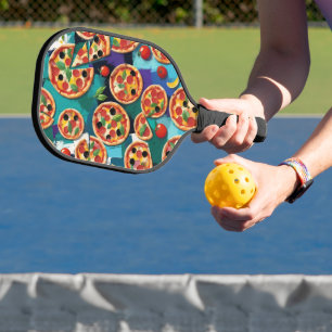 Raquette De Pickleball Pizza Abstraite Pepperoni sur Arrière - plan coule