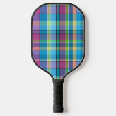 Raquette De Pickleball Plaid Blue, violet, vert, jaune Turquoise Madras (Recto)