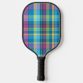 Raquette De Pickleball Plaid Blue, violet, vert, jaune Turquoise Madras (Verso)