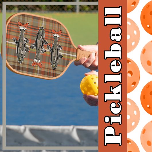 Raquette De Pickleball Plaid Brown, orange, nuances de gris, truite jaune