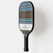 Raquette De Pickleball Plaid Classique Monogramme Script Tartan Violet (Gauche)