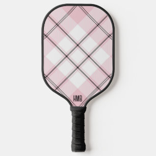 Raquette De Pickleball Plaid rose noir et blanc personnalisé