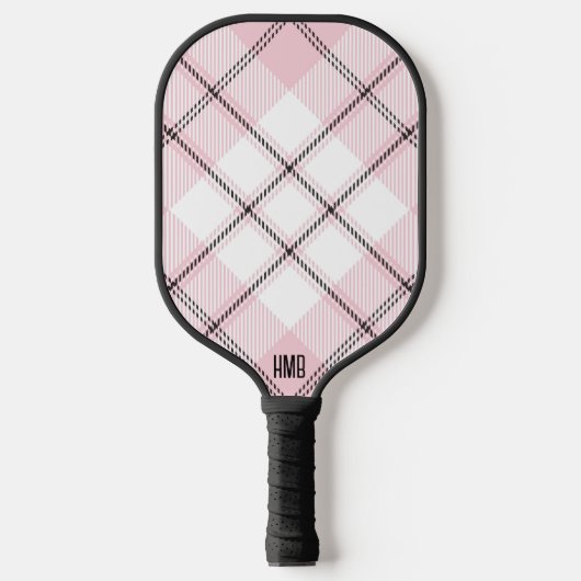 Raquette De Pickleball Plaid rose noir et blanc personnalisé (Recto)