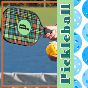 Raquette De Pickleball Plaid Turquoise Grey Orange MInt Green Personnalis
