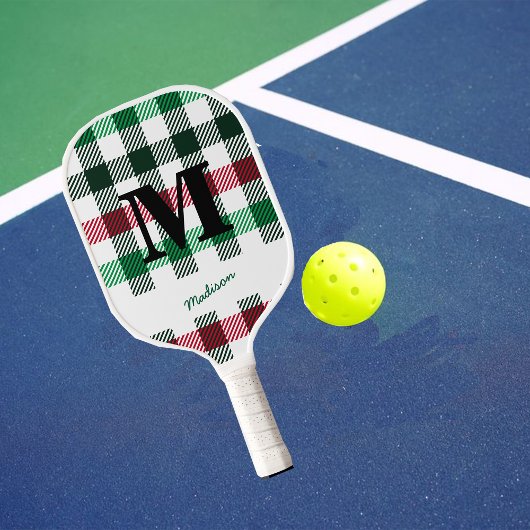 Raquette De Pickleball Plaids Preppy Colors Personnalisé Monogramme & Nom