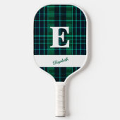 Raquette De Pickleball Plaids verts amusant sportif sur mesure Monogramme (Recto)