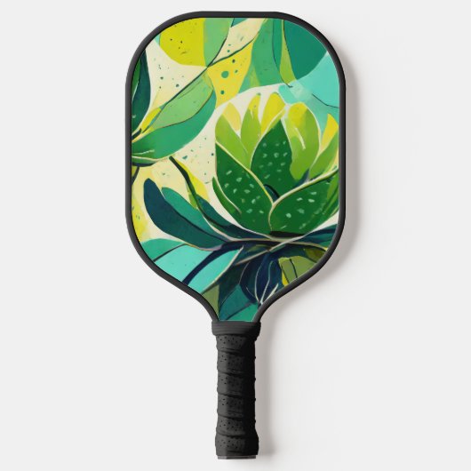 Raquette De Pickleball Plantes succulents en vert et jaune (Recto)