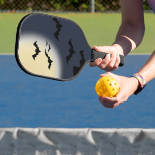 Raquette De Pickleball Pleine lune Halloween avec chauves-souris