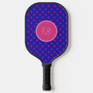 Raquette De Pickleball Points roses chauds amusants sur bleu