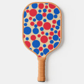 Raquette De Pickleball Points Rouge Et Bleu Sur Tan (Verso)