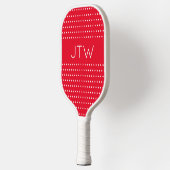 Raquette De Pickleball Points rouges et blancs clairs simples Monogrammes (Gauche)